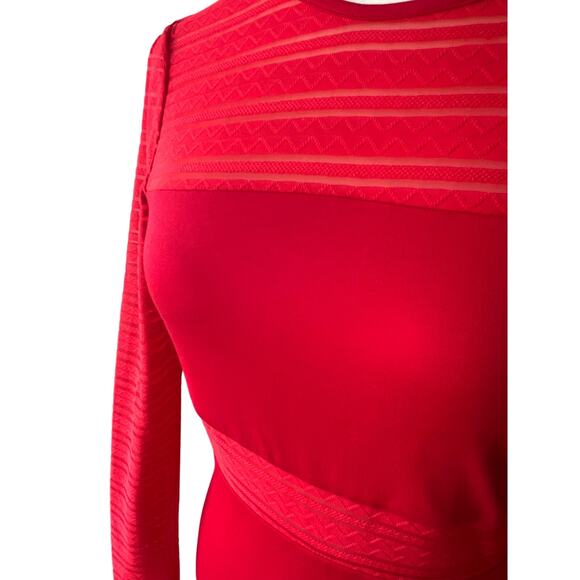 Bebe Cherry Red Solid and Sheer Bandage Dress Women's Size S New With Tags! Sexy - Picture 1 of 8